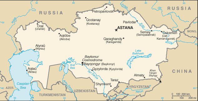 карта Казахстана.